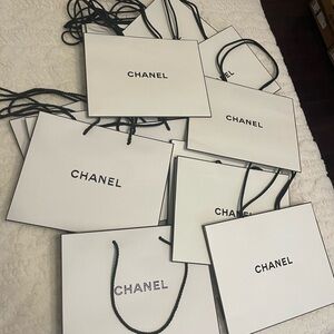 Original White & Black Chanel Shopping Bag